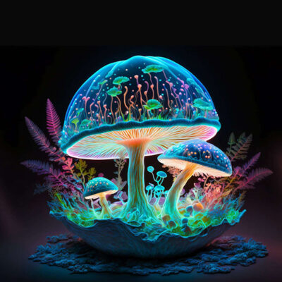 Magic Mushroom UV Glow Tapestry