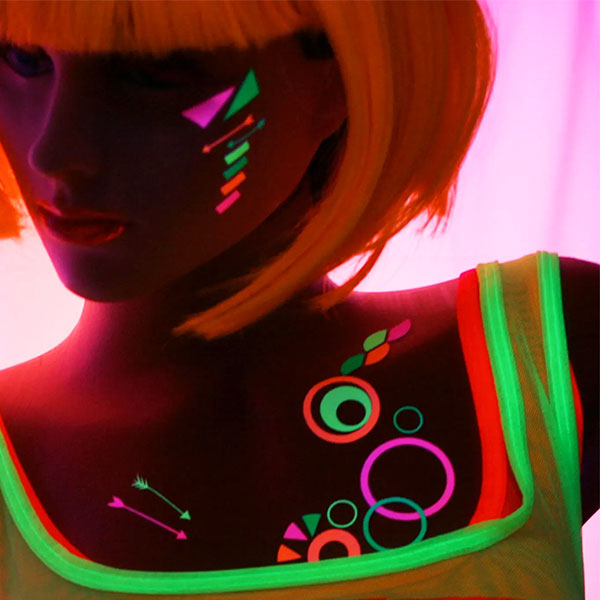 Spirals and Circles Neon Glow Body and Face Stickers