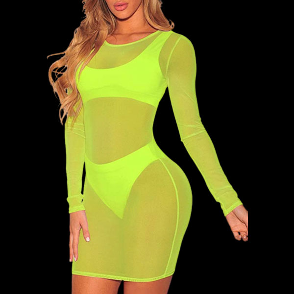 Neon Green Spaghetti Strap Dress - Glow In The Dark Store
