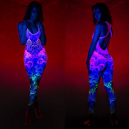 Burning Man Glow In The Dark Psychedelic Bodysuit