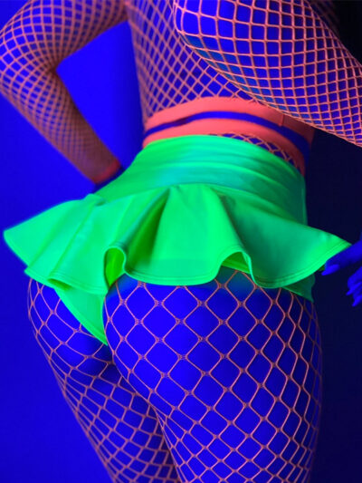 Glow Rave Shorts and Neon Fishnet