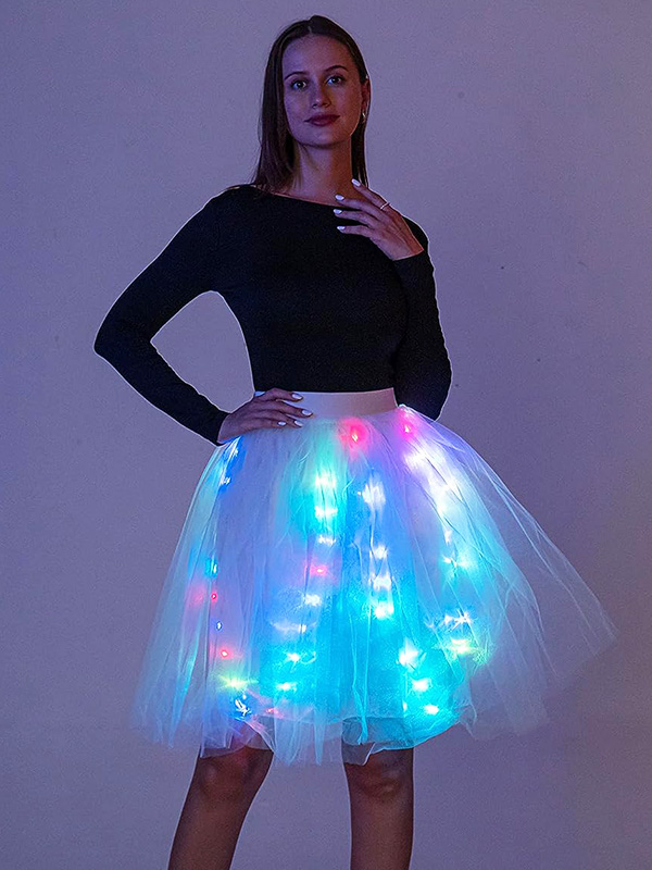Glow in the Dark Multicolored LED Tulle Tutu Skirt