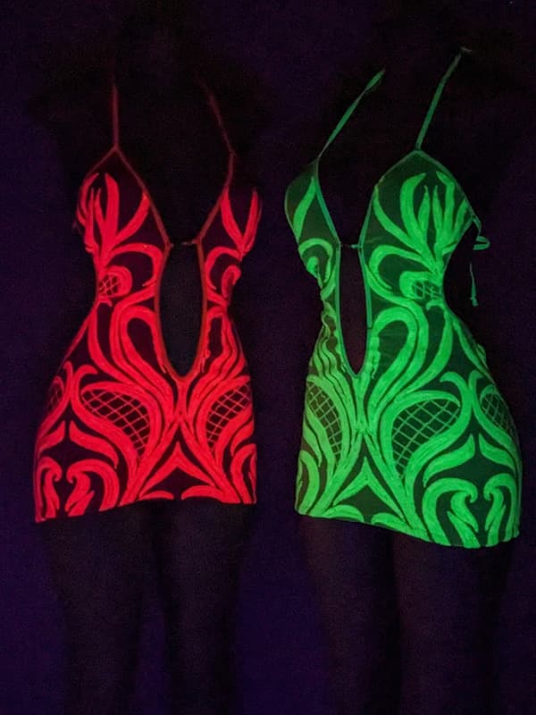 Neon Glow in The Dark Sequins Club Dress