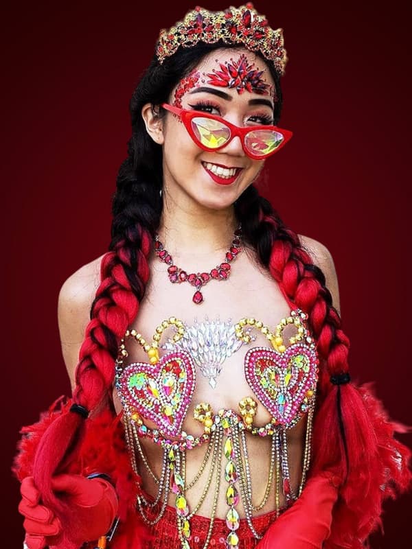 Red Heart Crystal Carnival Rave Outfit