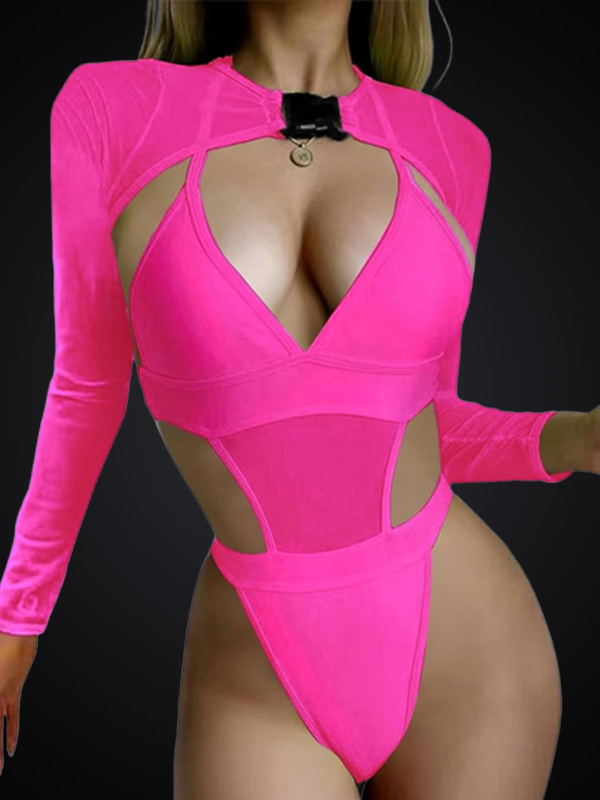 Rose Rave Mesh Top & Bodysuit Set