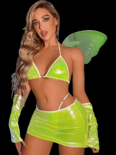 Neon Butterfly Rave Skirt Set